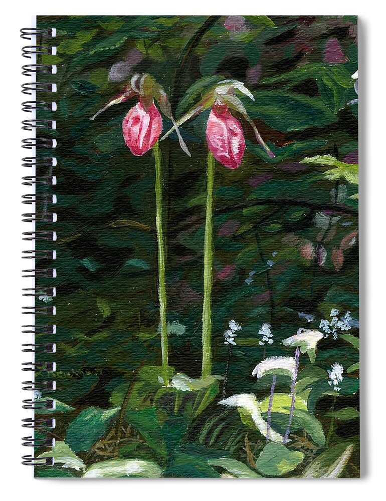 Lady Slipper Spiral Notebook featuring the painting Lady Slipper by Lynne Reichhart