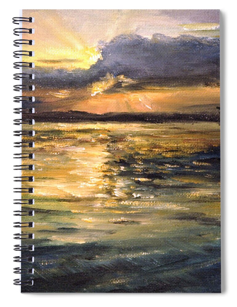 Lake Spiral Notebook featuring the painting Lake by Arturas Slapsys