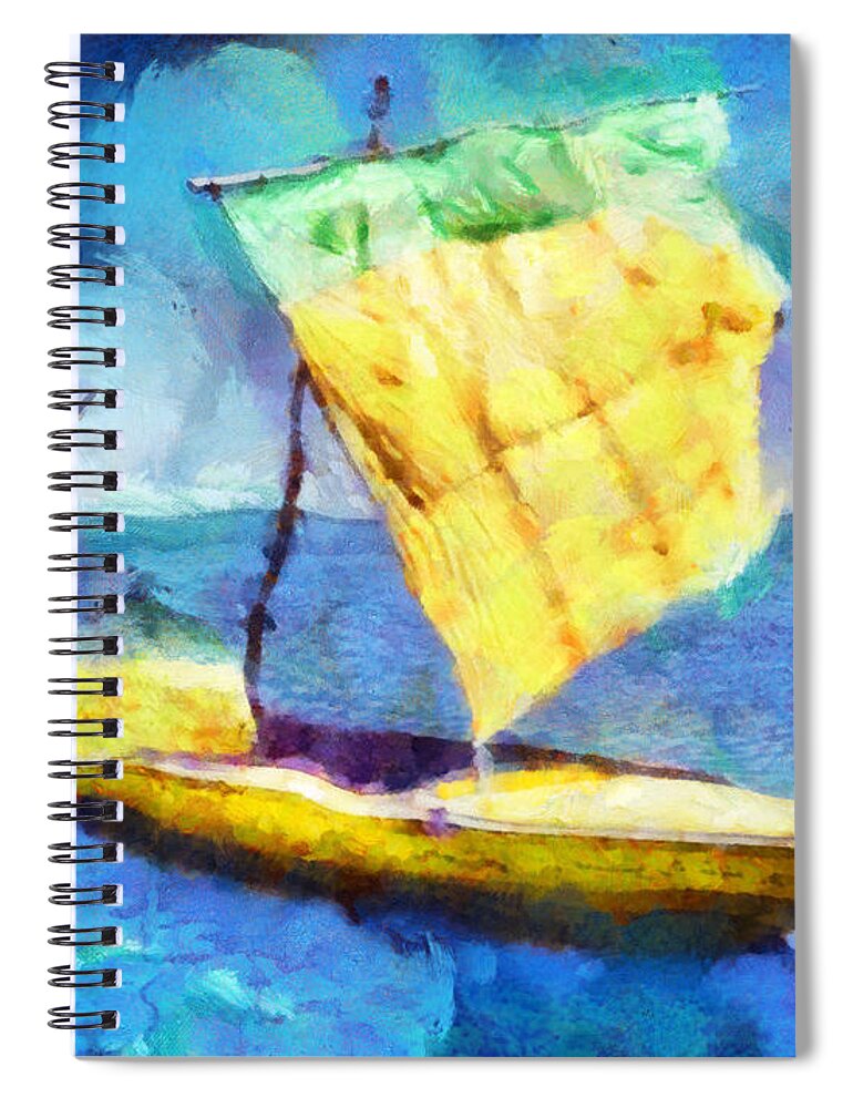 Rossidis Spiral Notebook featuring the painting Lake Fayoum by George Rossidis