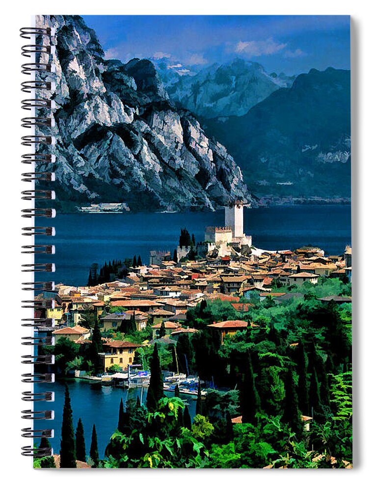 Lake Garda Spiral Notebook featuring the painting Lake Garda by Dean Wittle