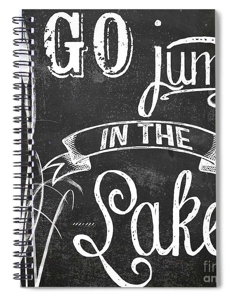 Chalk Sign Spiral Notebook featuring the painting Lake House Rustic Sign by Mindy Sommers