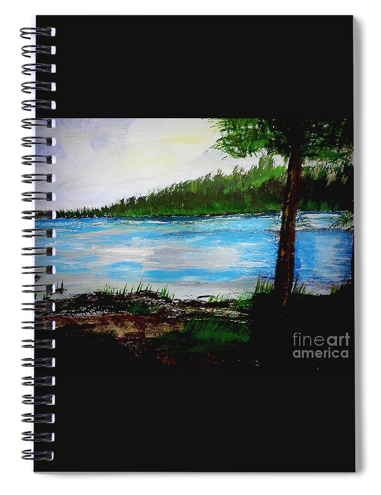 Water Spiral Notebook featuring the painting Lake in Virginia the Painting by Jimmy Clark