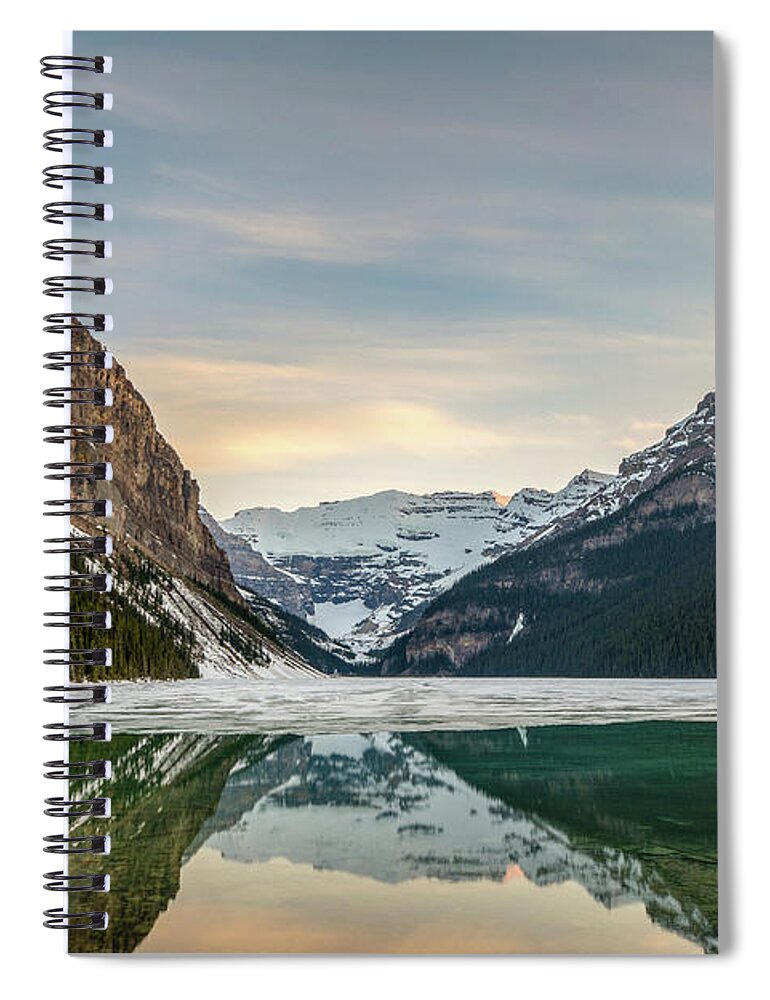 Photosbymch Spiral Notebook featuring the photograph Lake Louise Sunset by M C Hood