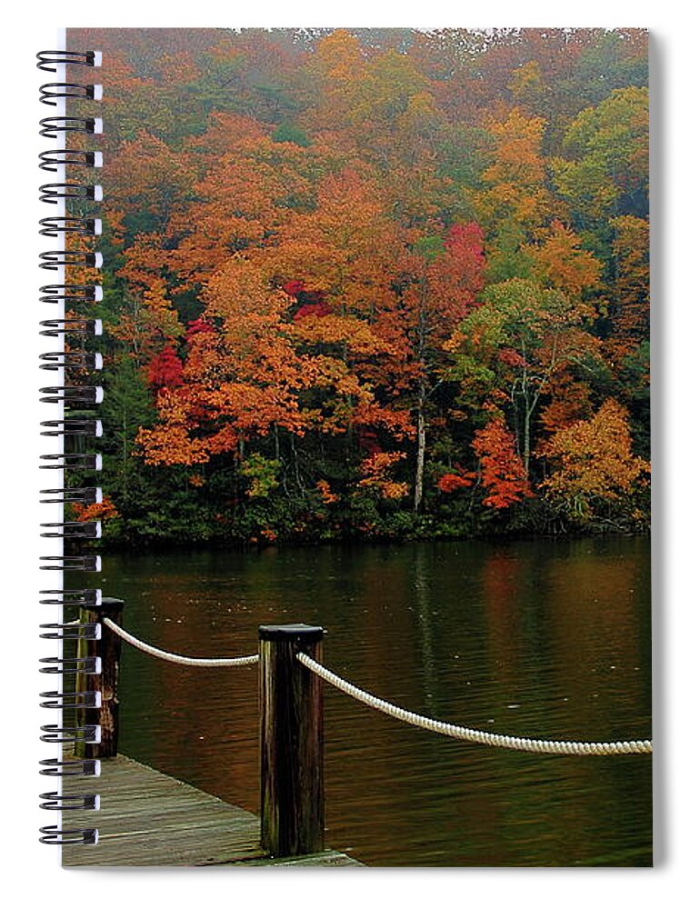 Autumn Spiral Notebook featuring the photograph Lake Lure Fall Colors by Allen Nice-Webb