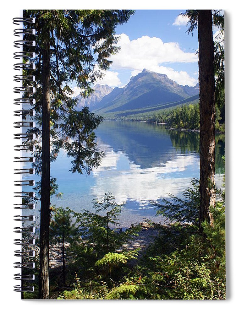 Glacier National Park Spiral Notebook featuring the photograph Lake McDlonald Through the Trees Glacier National Park by Marty Koch