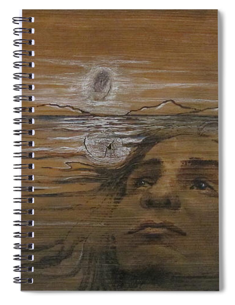 Wood Plank Spiral Notebook featuring the mixed media Lake Spirit by Barbara Prestridge