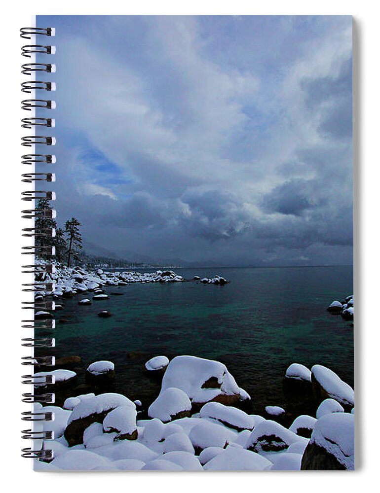 Lake Tahoe Spiral Notebook featuring the photograph Lake Tahoe Snow Day by Sean Sarsfield
