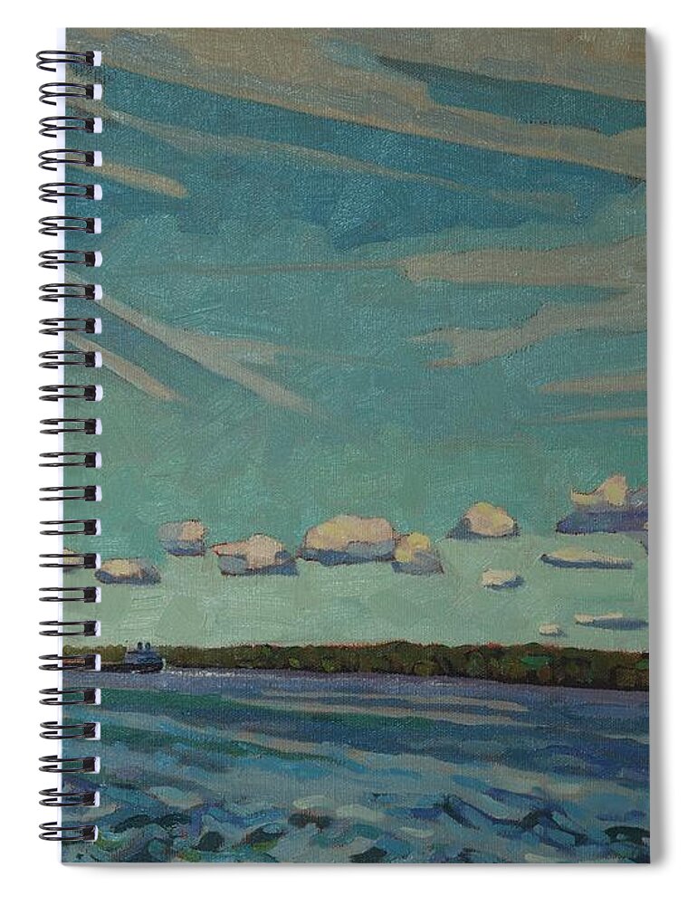 Laker Spiral Notebook featuring the painting Laker Headed Downstream by Phil Chadwick