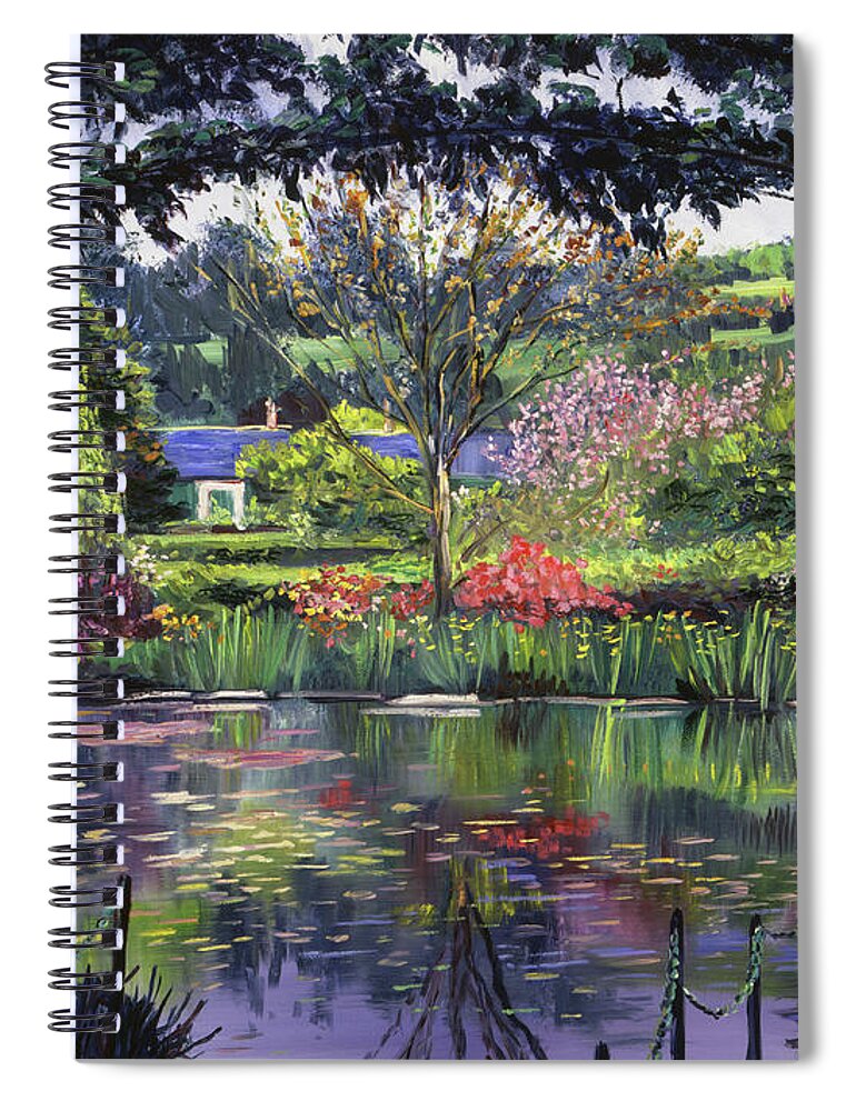 Landscapes Spiral Notebook featuring the painting Lakeside Giverny by David Lloyd Glover