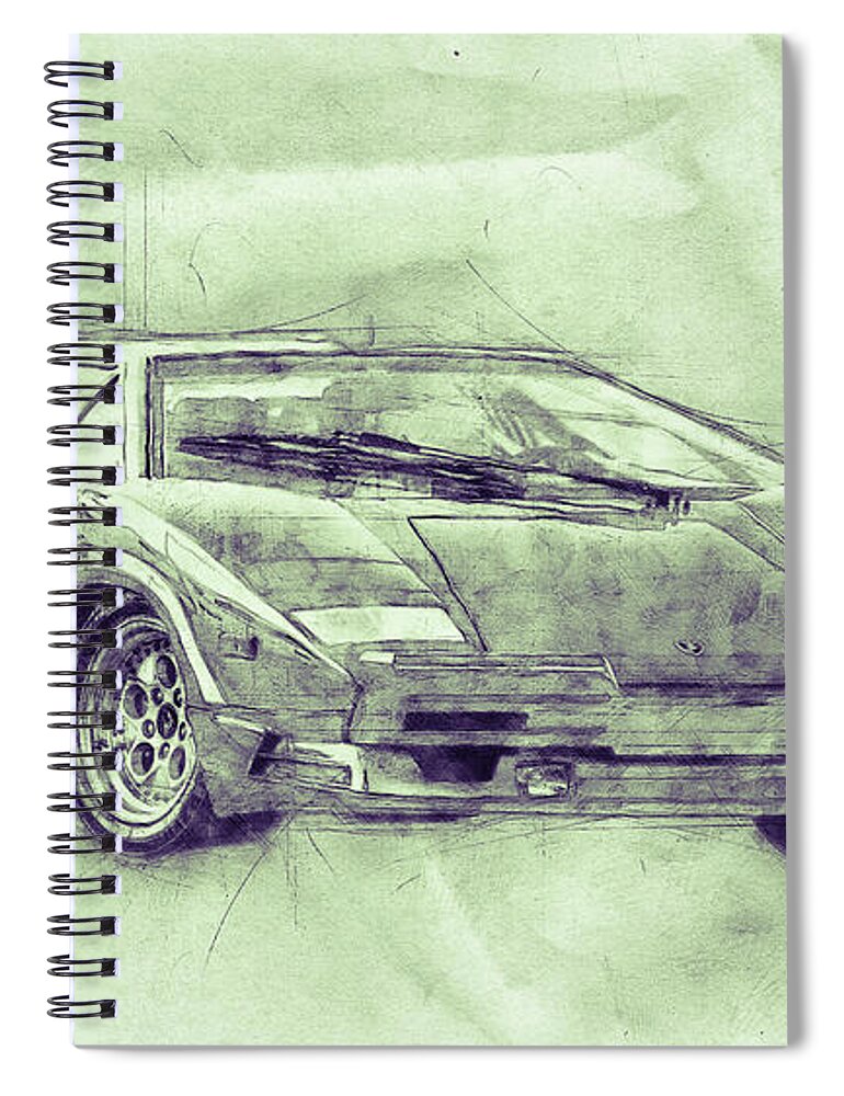 Lamborghini Countach Spiral Notebook featuring the mixed media Lamborghini Countach 3 - Sports Car - Automotive Art - Car Posters by Studio Grafiikka