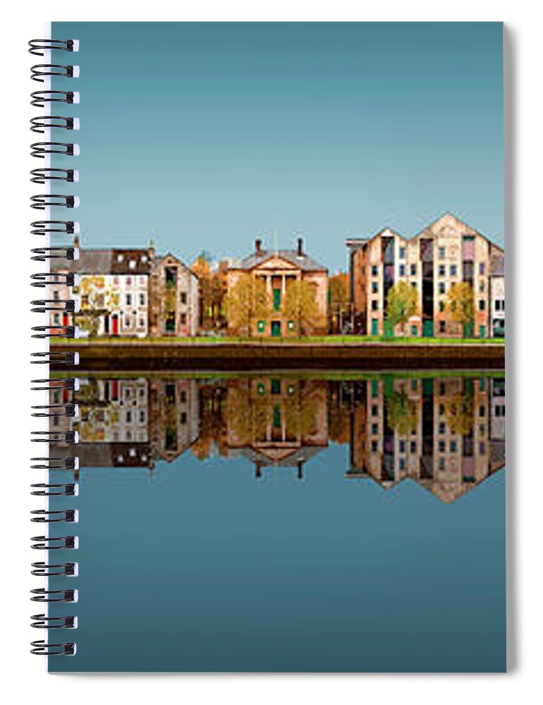 Lancaster Spiral Notebook featuring the digital art Lancaster Quayside Panoramic - Deep Blue by Joe Tamassy