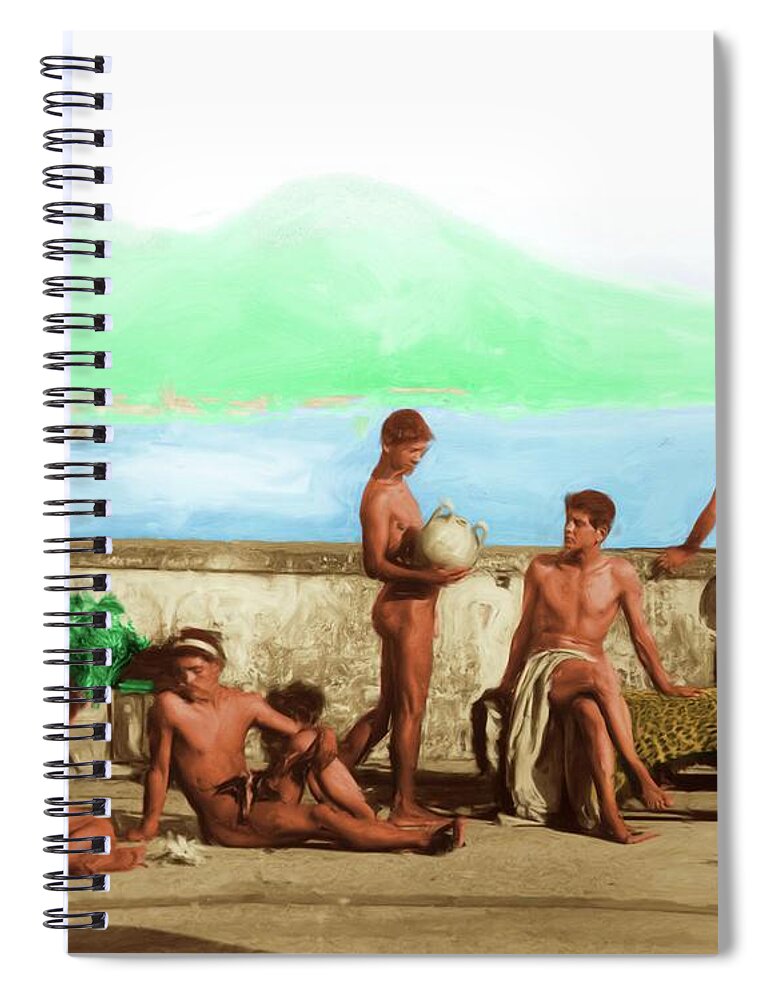 Wilhelm Spiral Notebook featuring the painting Land of Fire by Troy Caperton