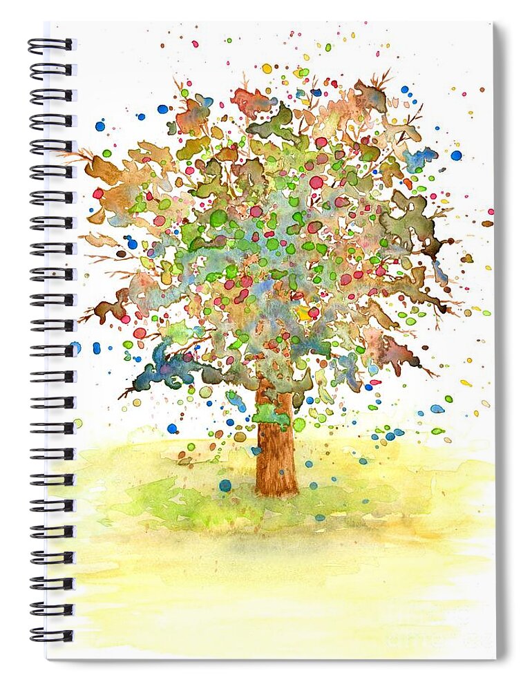 Tree Spiral Notebook featuring the painting Landscape 466 by Lucie Dumas