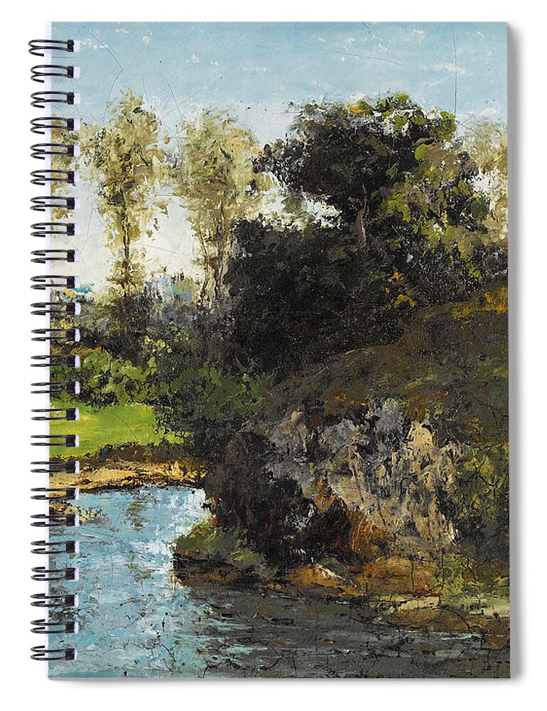 Gustave Courbet Spiral Notebook featuring the painting Landscape of Saintonge by Gustave Courbet