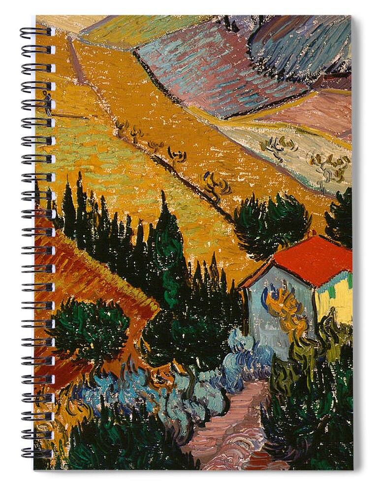 Landscape Spiral Notebook featuring the painting Landscape with House and Ploughman by Vincent Van Gogh