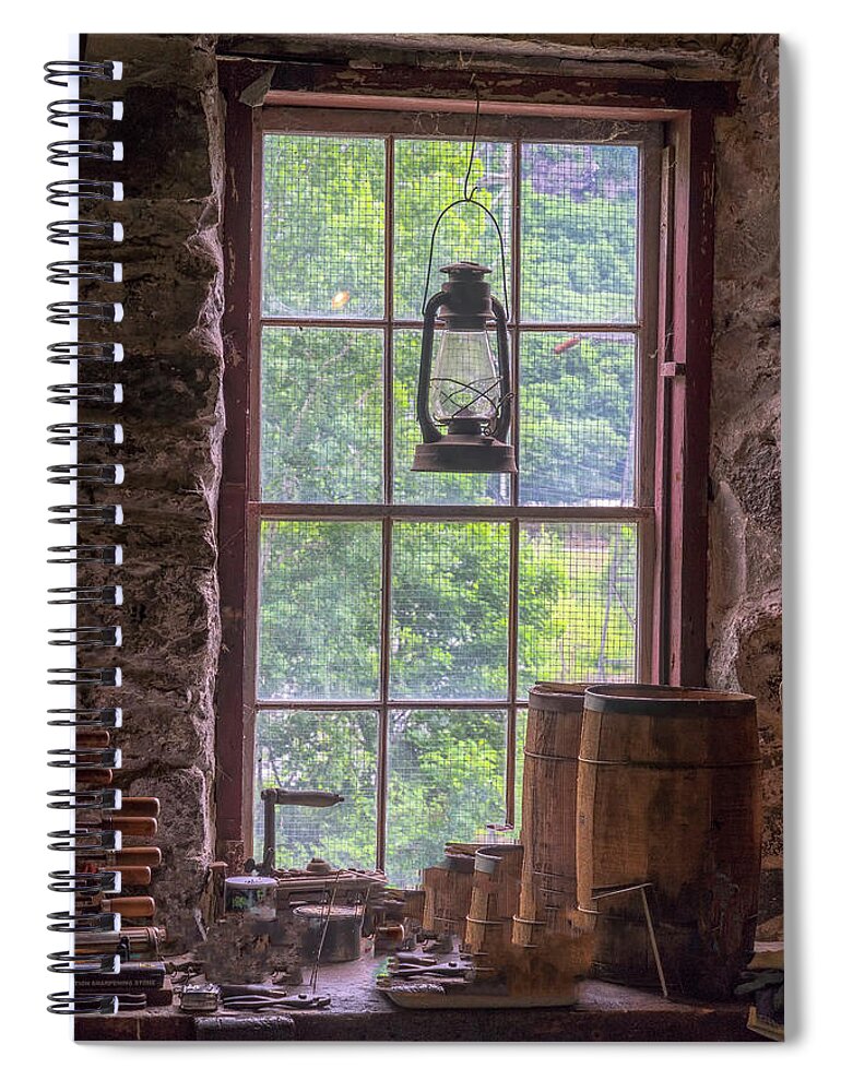 Bellows Falls Vermont Spiral Notebook featuring the photograph Lantern And Window by Tom Singleton