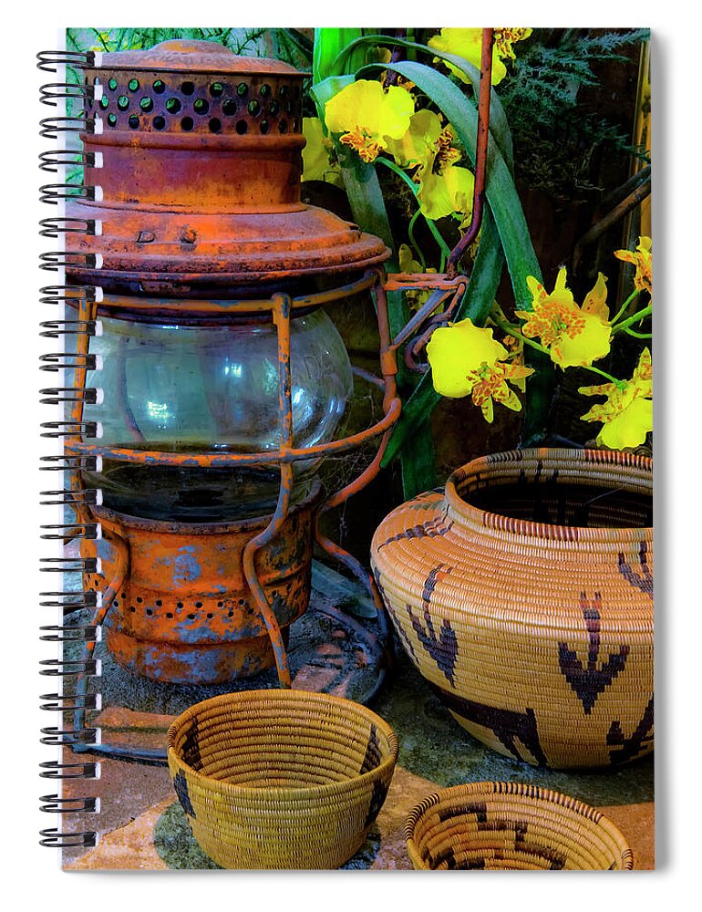 Lantern Spiral Notebook featuring the photograph Lantern with Baskets by Stephen Anderson
