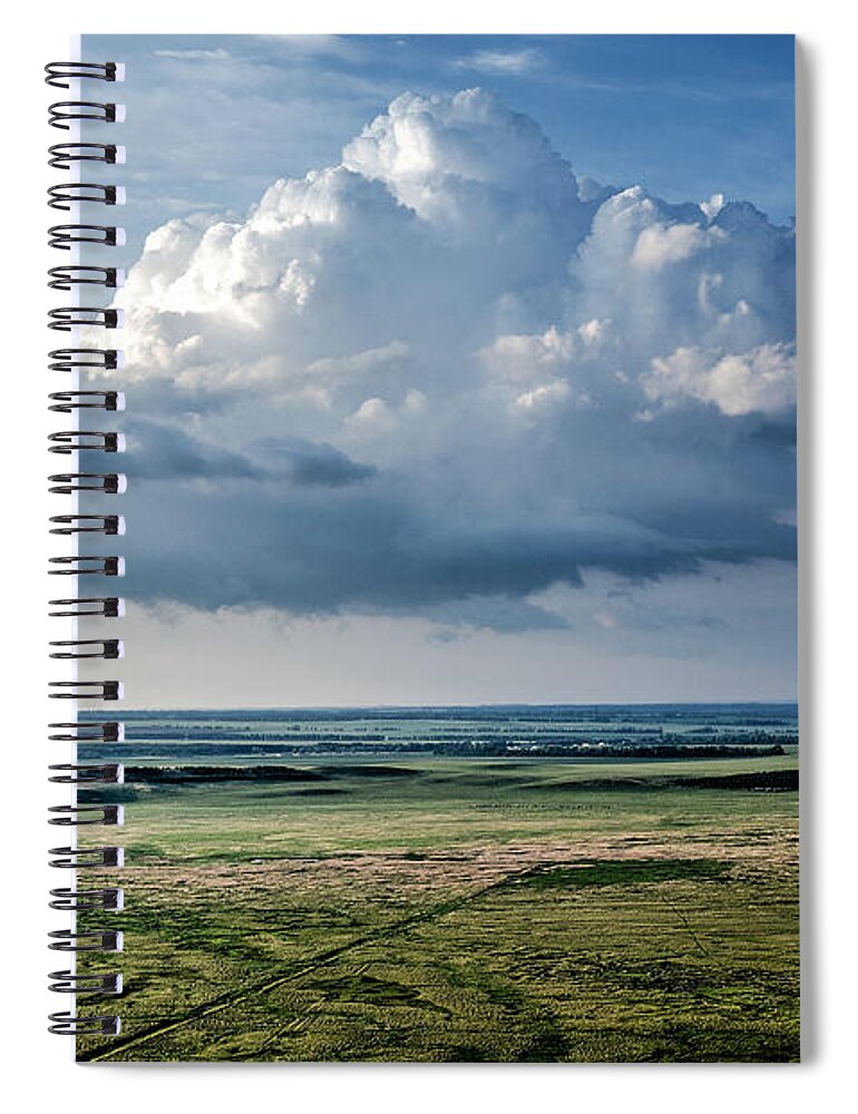 Storm Cloud Landscape Spiral Notebook featuring the photograph Gathering Storm Plain View by John Williams