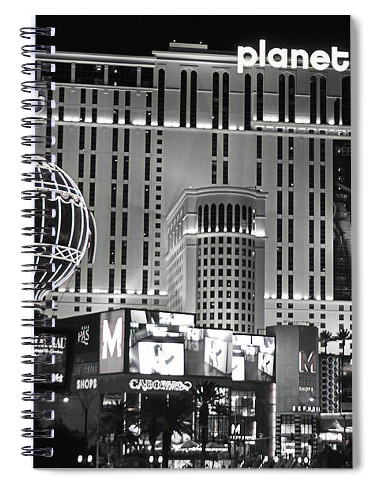 Las Vegas Spiral Notebook featuring the photograph Las Vegas Night Mono 2 by John Hughes