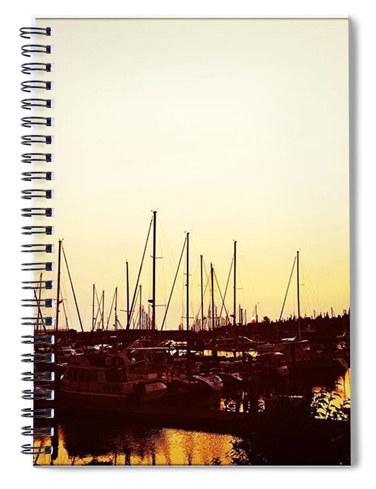 Golden Spiral Notebook featuring the photograph Last Golden Moments. #sunset #marina by Ginger Oppenheimer