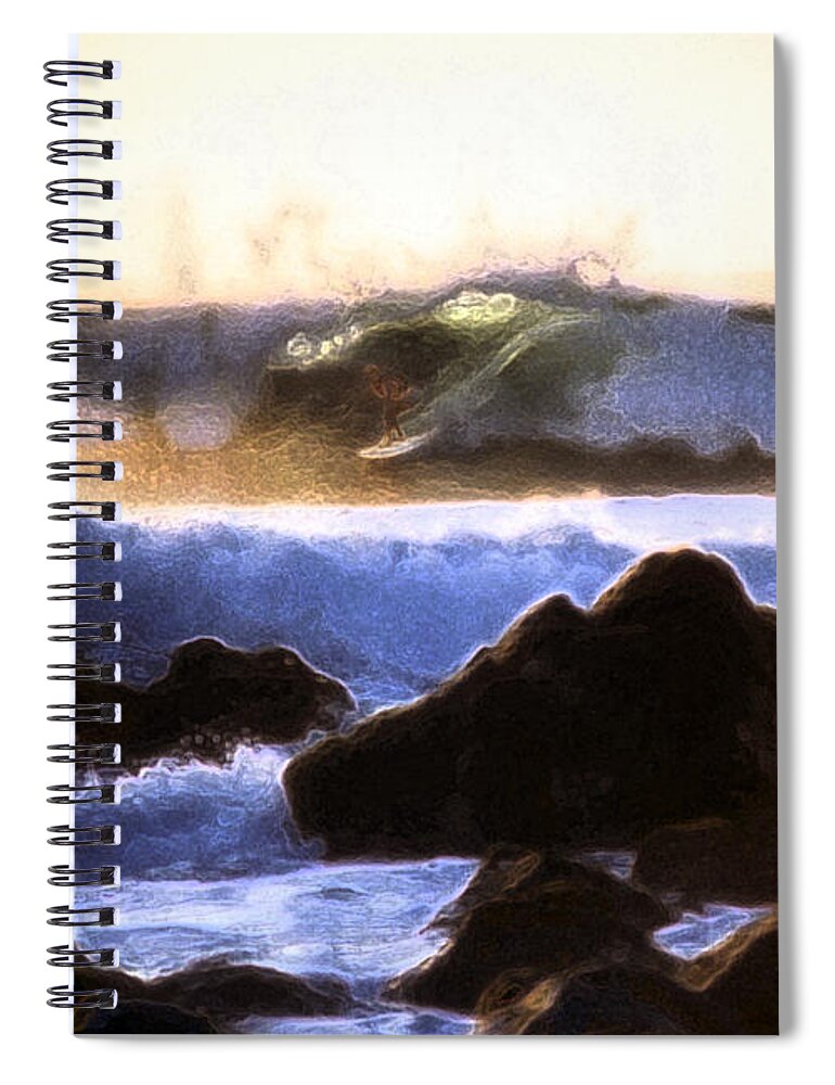 Surf Spiral Notebook featuring the photograph Last Light Surfer by Steven Sparks