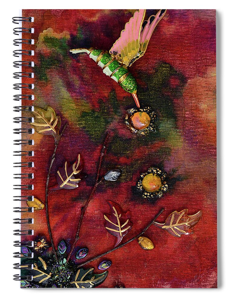 Hummingbird Spiral Notebook featuring the mixed media Last Nectar Of Autumn by Donna Blackhall