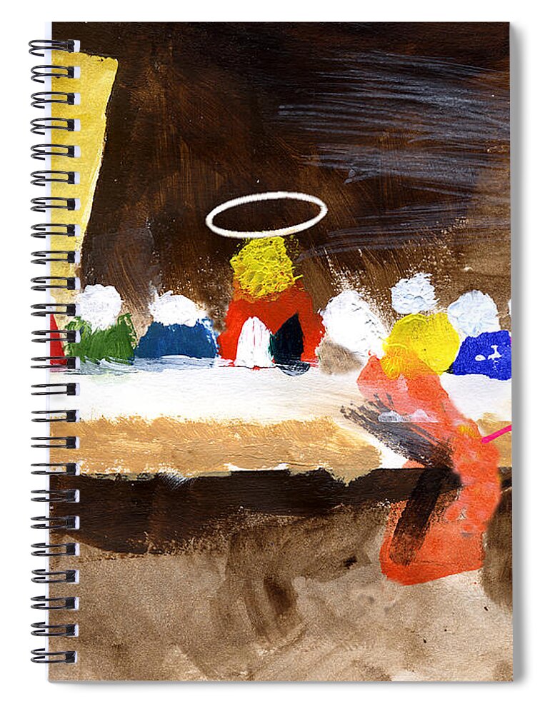 Jesus Spiral Notebook featuring the mixed media Last Supper w-Judas by Curtis J Neeley Jr