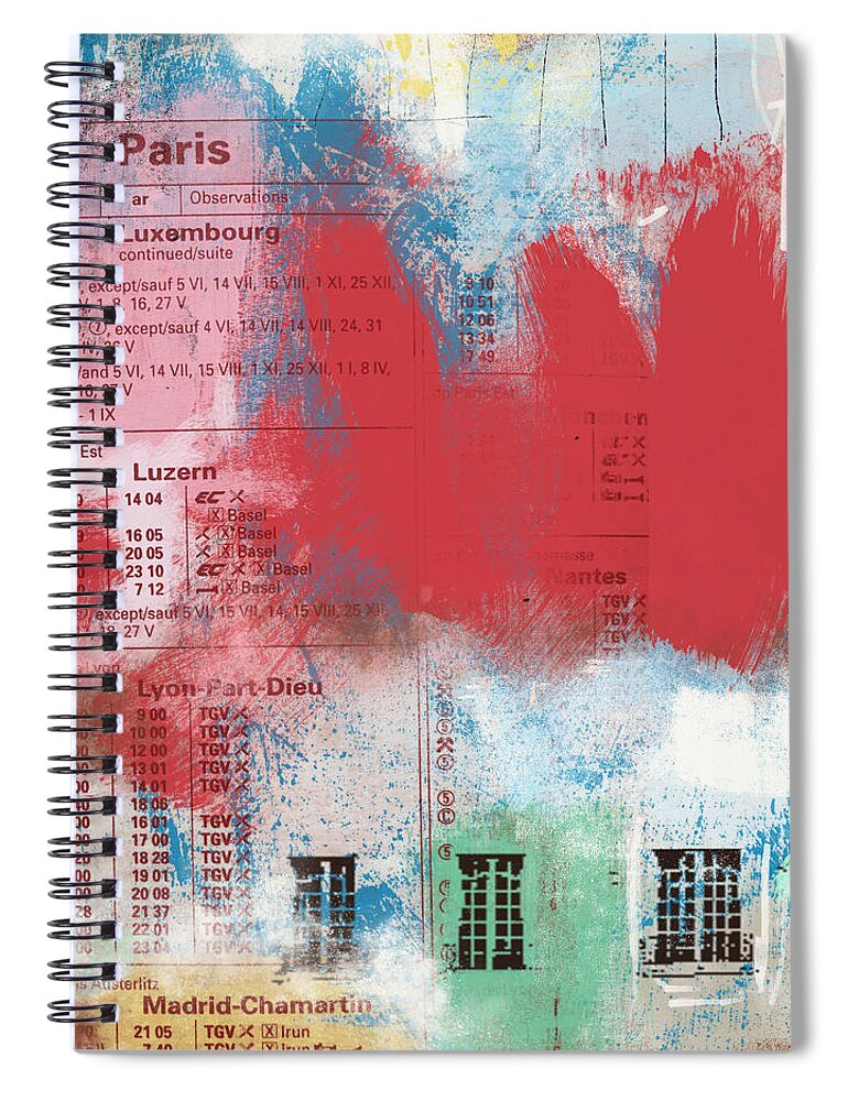 Paris Spiral Notebook featuring the mixed media Last Train To Paris- Art by Linda Woods by Linda Woods