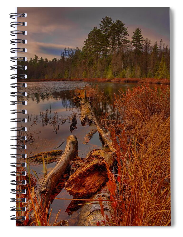Upnorth Spiral Notebook featuring the photograph Late Afternoon Sunset Over Hawk Lake by Dale Kauzlaric