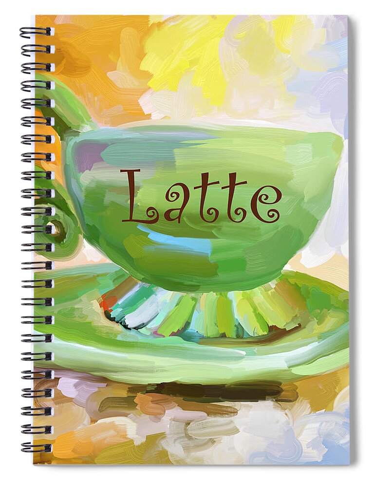 Coffee Spiral Notebook featuring the painting Latte Coffee Cup by Jai Johnson