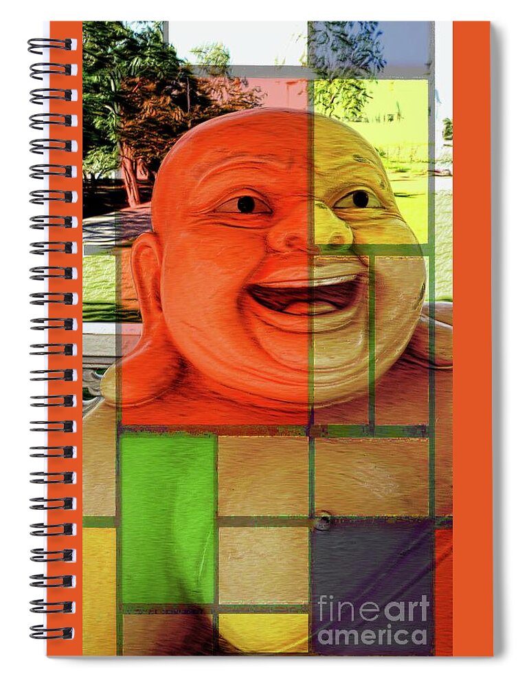 Buddha Spiral Notebook featuring the digital art Laughing Buddha by Ian Gledhill