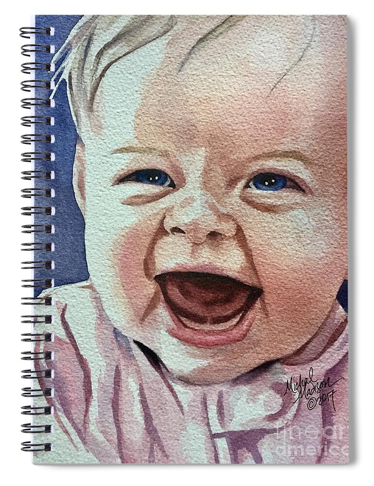 Child Spiral Notebook featuring the painting Laughter by Michal Madison