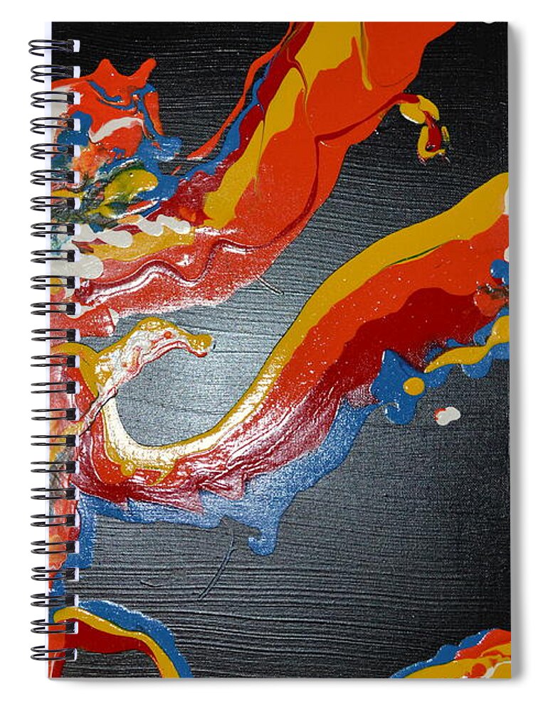 This Is An Acrylic Painting Using The Flow Technique. Each Color Is Mixed With A Medium So It Can Be Poured Onto A Canvas. The Canvas Is Tilted To Move The Colors Inn Different Patterns. Spiral Notebook featuring the painting Lava Flow by Martin Schmidt