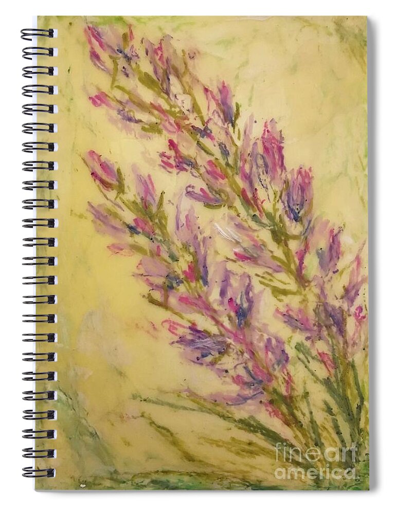 Encaustic Spiral Notebook featuring the painting Lavender Bouquet by Christine Chin-Fook