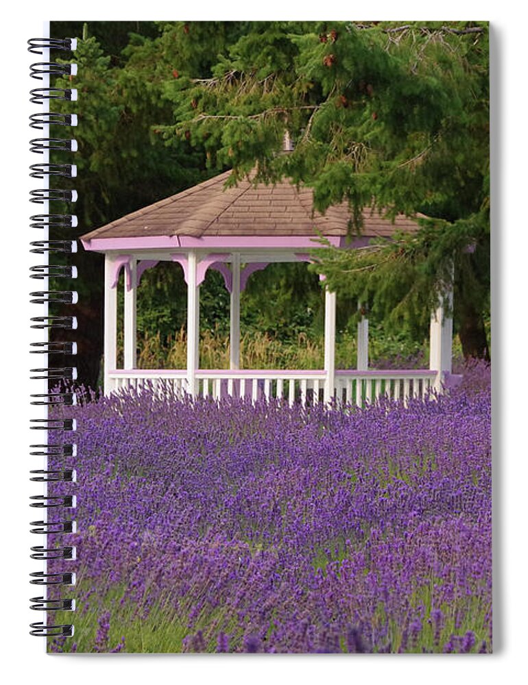 Gazebo Spiral Notebook featuring the photograph Lavender Gazebo by Louise Magno