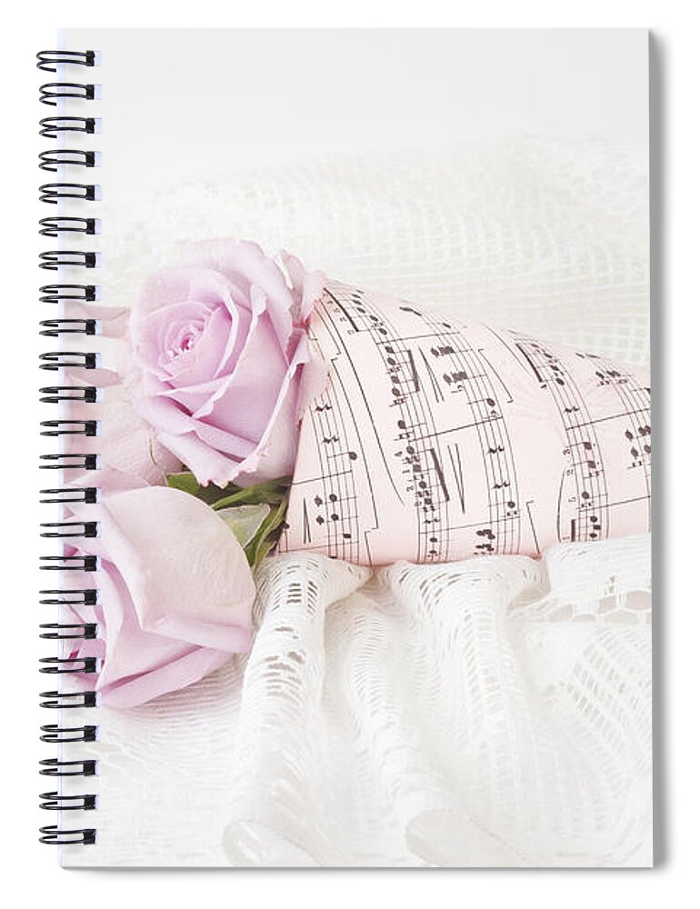 Posy Spiral Notebook featuring the photograph Lavender Roses And Music by Sandra Foster
