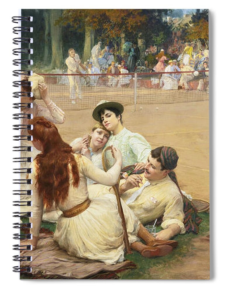 19th Century Art Spiral Notebook featuring the painting Lawn Tennis Club by Frederick Arthur Bridgman