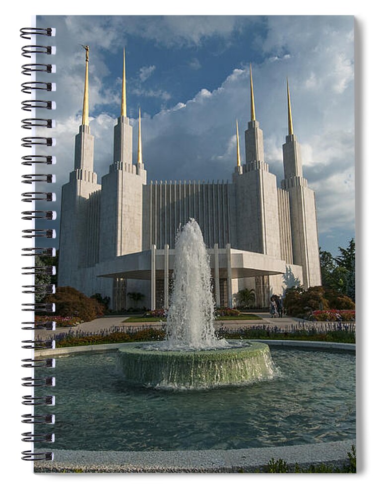 Architecture Spiral Notebook featuring the photograph LDS Water fountain by Brian Green