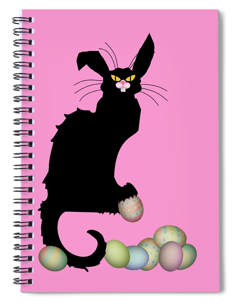 Easter Spiral Notebook featuring the digital art Le Chat Noir - Easter by Gravityx9 Designs