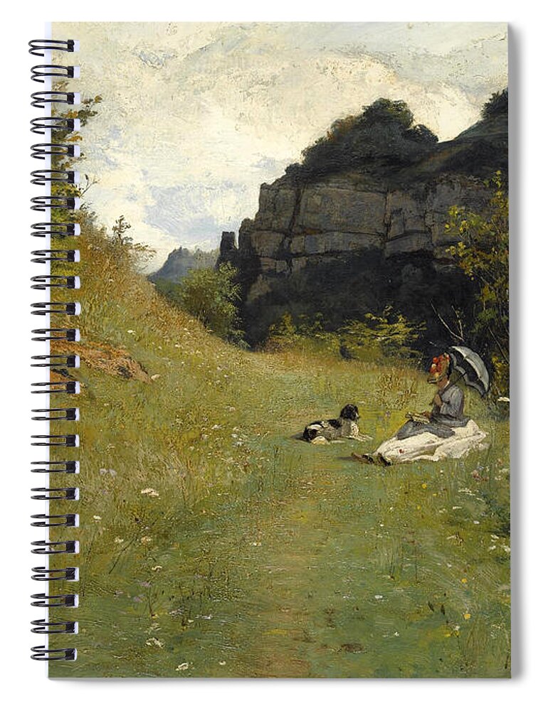 Jean-paul Laurens Spiral Notebook featuring the painting Le Chemin De La Maloche by Jean-Paul Laurens