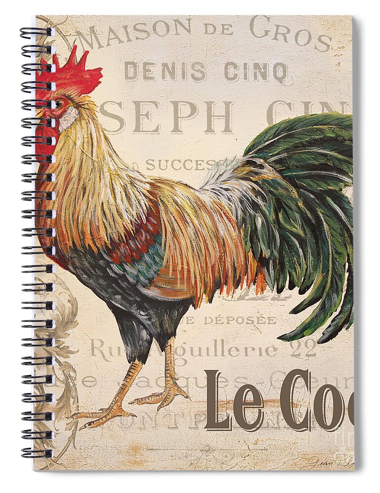 Beautiful Spiral Notebook featuring the painting Le Coq-JP3086 by Jean Plout