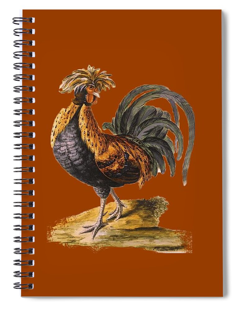 Le Coq Rooster T Shirt Design Spiral Notebook featuring the digital art Le Coq Rooster T Shirt Design by Bellesouth Studio