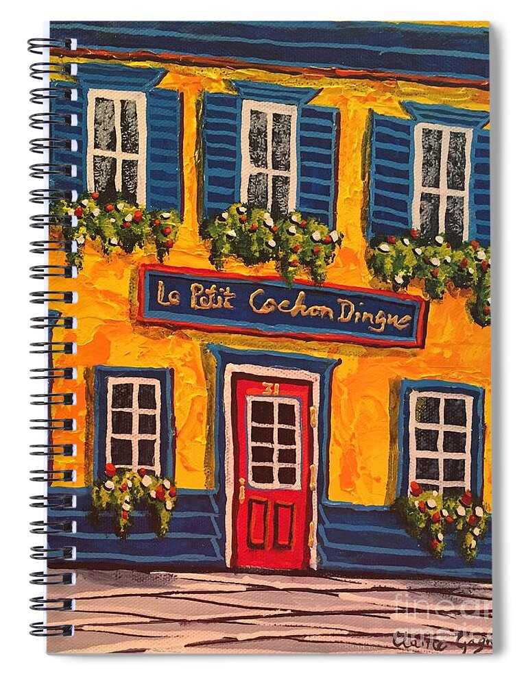 House Spiral Notebook featuring the painting Le Petit Cochon Dingue by Claire Gagnon