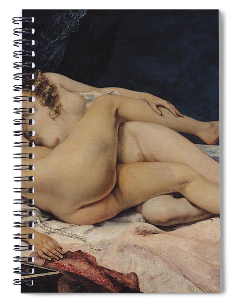 Love Spiral Notebook featuring the painting Sleep by Gustave Courbet by Gustave Courbet