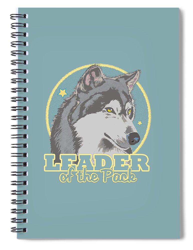 Wolf Spiral Notebook featuring the mixed media Leader of the Pack by J L Meadows