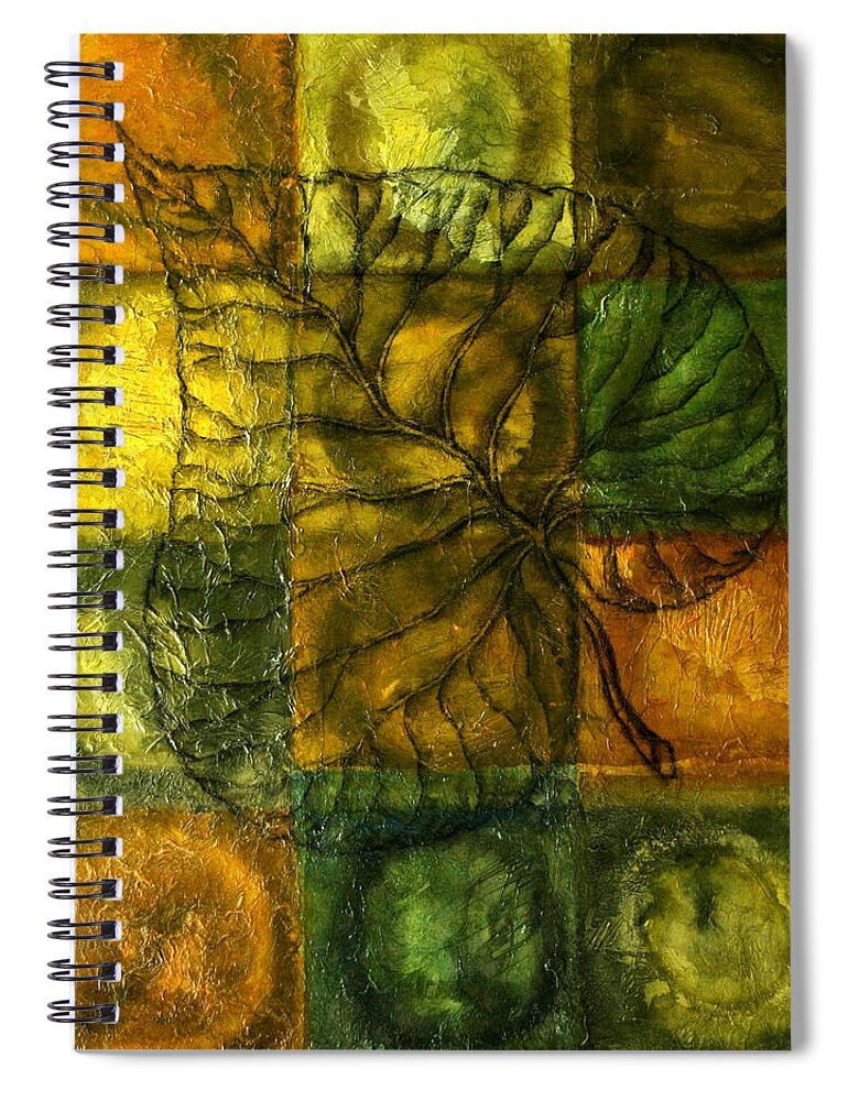 Autumn Spiral Notebook featuring the painting Leaf Whisper by Leon Zernitsky