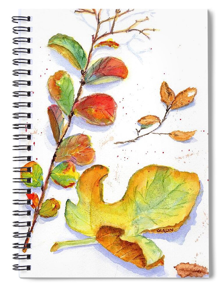 Leaves Spiral Notebook featuring the painting Leaves - Colorful Watercolor by Carlin Blahnik CarlinArtWatercolor
