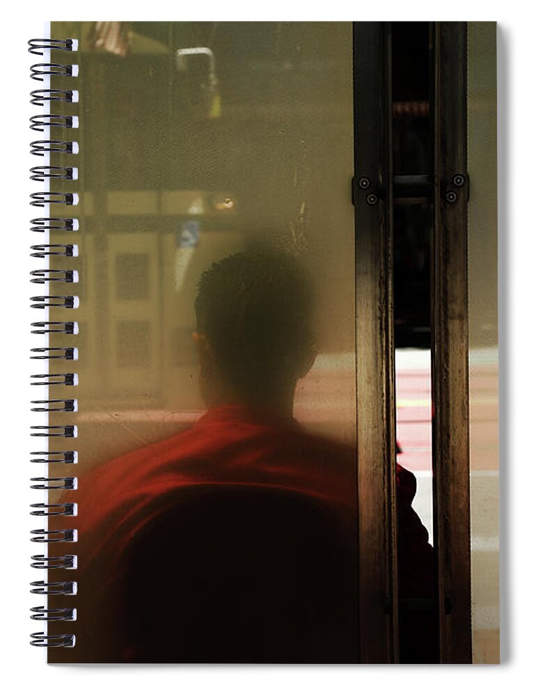Street Photography Spiral Notebook featuring the photograph Leaving on a train by J C