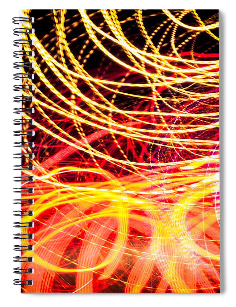 Abstract Photographs Spiral Notebook featuring the photograph LED Neon Gas Dance UFA #8 by John Williams
