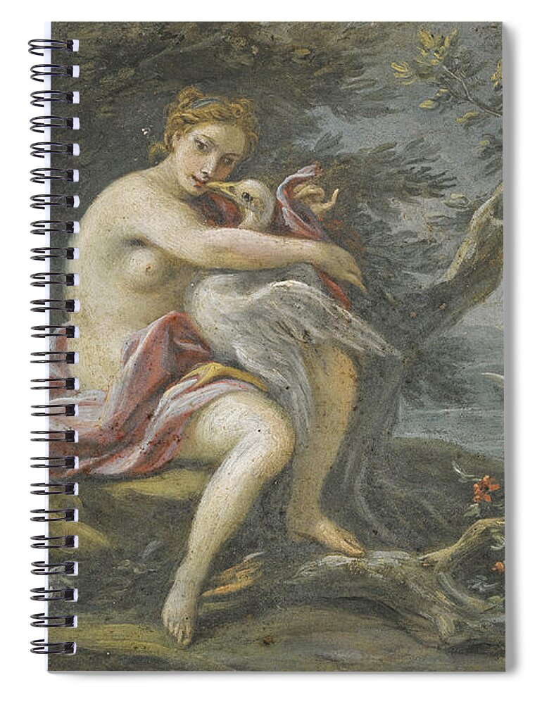 Filippo Falciatore Spiral Notebook featuring the painting Leda and the Swan by Filippo Falciatore